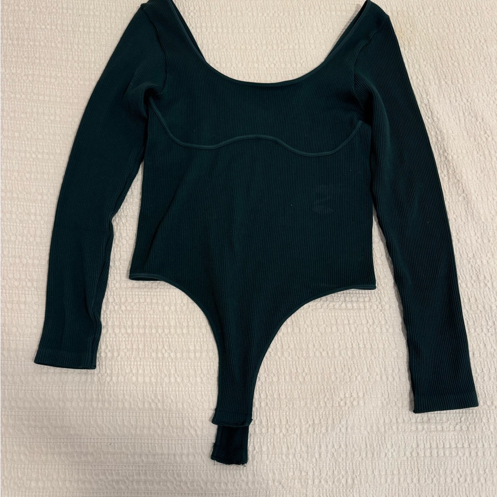 Elegant Dark Green Long Sleeve Bodysuit